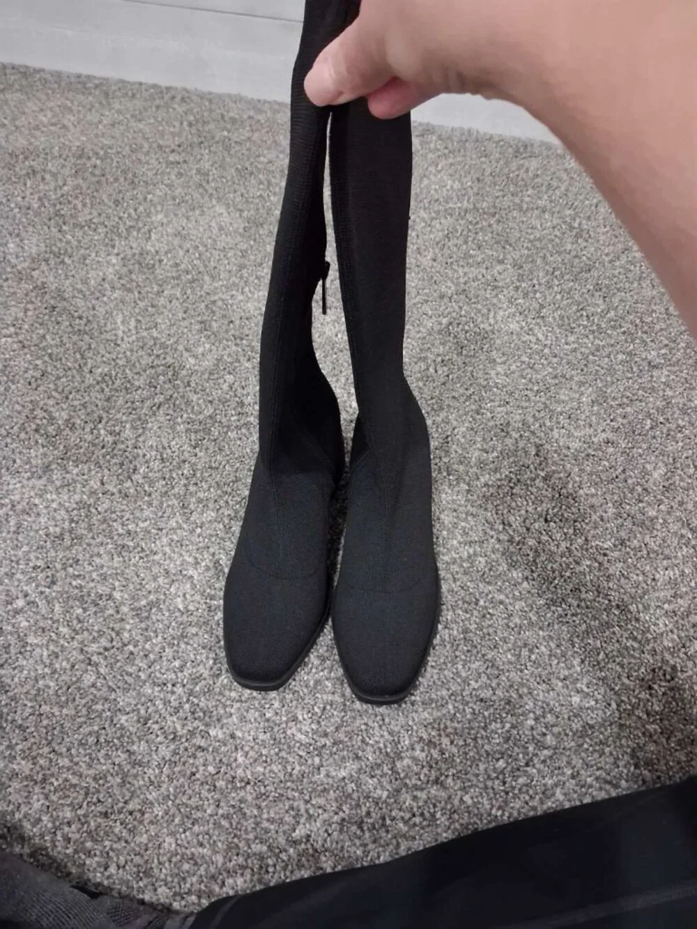Anne Klein Alina Knee-High Boots – Black Knit – Size 6 (BNWT)